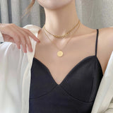 Vintage Queen Coin Charms 2 Layer Thick Chain Choker Necklace