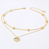 316L Steel Zircon Heart Charms Choker Necklace for Women