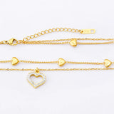 316L Steel Zircon Heart Charms Choker Necklace for Women