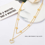 316L Steel Zircon Heart Charms Choker Necklace for Women