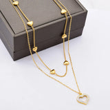316L Steel Zircon Heart Charms Choker Necklace for Women