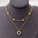 316L Steel Zircon Heart Charms Choker Necklace for Women