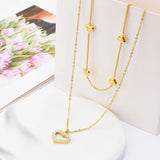 316L Steel Zircon Heart Charms Choker Necklace for Women