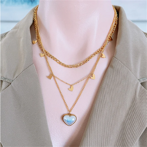 316L Stainless Steel Butterfly Heart Moon Charm Choker Necklace