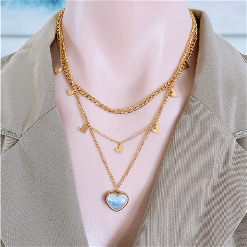 316L Stainless Steel Butterfly Heart Moon Charm Choker Necklace