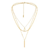 3 Layer Crescent Moon Cylinder Charm Choker Necklace Pendant