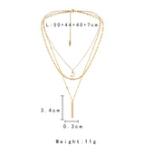3 Layer Crescent Moon Cylinder Charm Choker Necklace Pendant