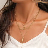 3 Layer Crescent Moon Cylinder Charm Choker Necklace Pendant