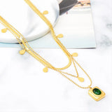 316L Stainless Steel Zircon Water Drop Charm Chain Choker Necklace