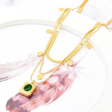 316L Stainless Steel Zircon Water Drop Charm Chain Choker Necklace