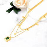 316L Stainless Steel Zircon Water Drop Charm Chain Choker Necklace