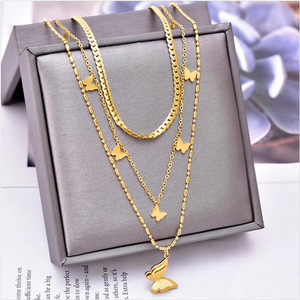 316L Stainless Steel Heart Stars Moon Butterfly Charms Choker Necklace Pendant