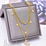 316L Stainless Steel Heart Stars Moon Butterfly Charms Choker Necklace Pendant