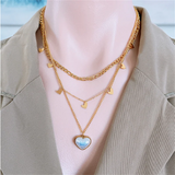 316L Stainless Steel Heart Stars Moon Butterfly Charms Choker Necklace Pendant