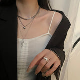 316L Stainless Steel Zircon Heart Snake Charms Chain Choker Necklace