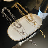 316L Stainless Steel Zircon Heart Snake Charms Chain Choker Necklace