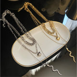 316L Stainless Steel Zircon Heart Snake Charms Chain Choker Necklace