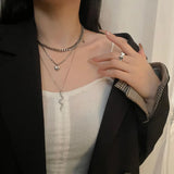 316L Stainless Steel Zircon Heart Snake Charms Chain Choker Necklace