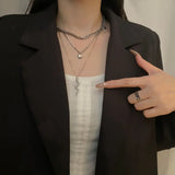 316L Stainless Steel Zircon Heart Snake Charms Chain Choker Necklace