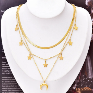 Stainless Steel Moon Star Tree Love Choker Necklace Pendant