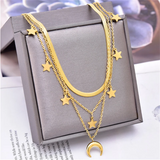 Stainless Steel Moon Star Tree Love Choker Necklace Pendant