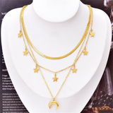 Stainless Steel Moon Star Tree Love Choker Necklace Pendant