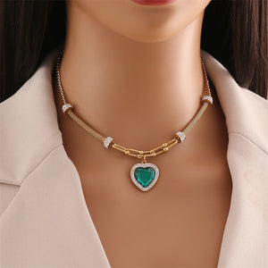 316L Stainless Steel Zircon Charm Choker Necklaces For Women
