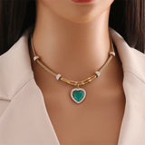 316L Stainless Steel Zircon Charm Choker Necklaces For Women