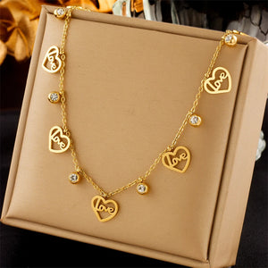 316L Stainless Steel Zircon Charm Chain Choker Necklace Pendant