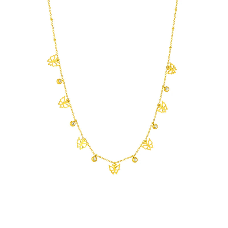 316L Stainless Steel Zircon Charm Chain Choker Necklace Pendant