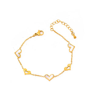 316L Stainless Steel Seashell Charm Chain Bracelets for Women