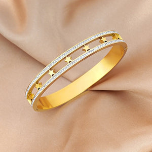 316L Stainless Steel Zircon Charm Bangle Bracelets for Women