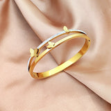316L Stainless Steel Zircon Charm Bangle Bracelets for Women
