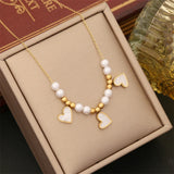 Eyes Heart Charm Choker Necklaces Pendants - 8 Different Pearl Stone Options