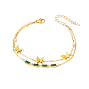 Stainless Steel 2-Layer Charm Chain Bracelets For Women
