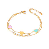 Stainless Steel 2-Layer Charm Chain Bracelets For Women