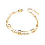 Stainless Steel 2-Layer Charm Chain Bracelets For Women