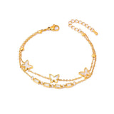 Stainless Steel 2-Layer Charm Chain Bracelets For Women