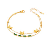 Stainless Steel 2-Layer Charm Chain Bracelets For Women