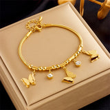 9 Styles Beaded Zircon Stone Heart Eye Charm Bracelets