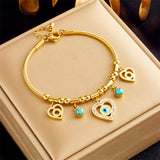 9 Styles Beaded Zircon Stone Heart Eye Charm Bracelets