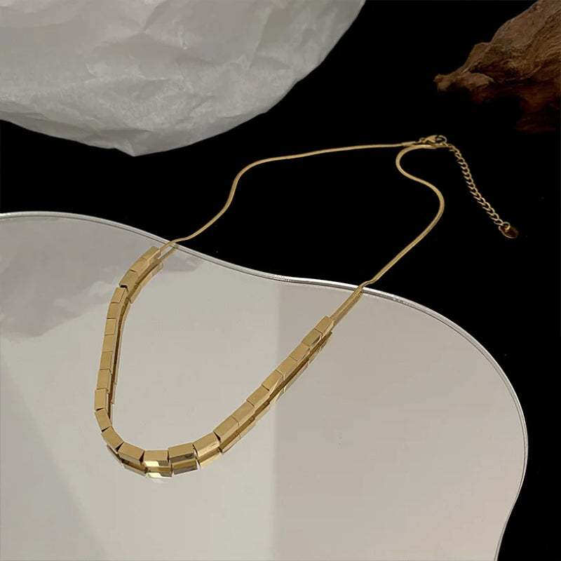 316L Stainless Steel Charm Necklace with Snake Bone Chain