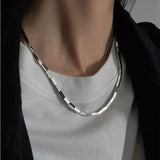 316L SS Squares Splicing Charms Chain Choker Necklace for Women
