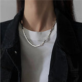316L SS Squares Splicing Charms Chain Choker Necklace for Women