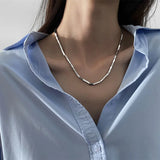 316L SS Squares Splicing Charms Chain Choker Necklace for Women