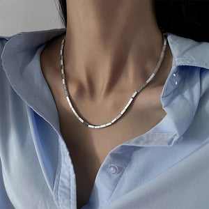 316L SS Squares Splicing Charms Chain Choker Necklace for Women