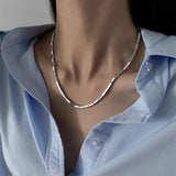 316L SS Squares Splicing Charms Chain Choker Necklace for Women