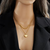 316L Stainless Steel Heart Charm Choker Necklace For Women