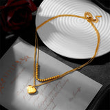 316L Stainless Steel Heart Charm Choker Necklace For Women