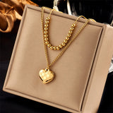 316L Stainless Steel Heart Charm Choker Necklace For Women